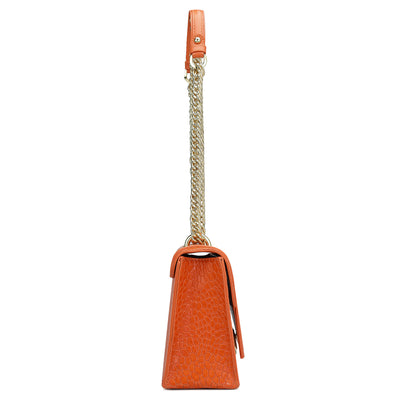 Small Croco Leather Shoulder Bag - Pumpkin