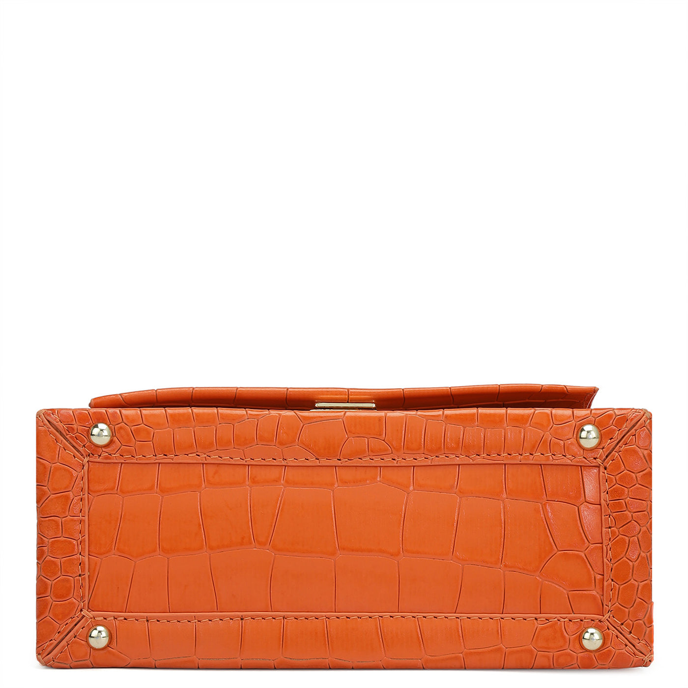 Small Croco Leather Shoulder Bag - Pumpkin