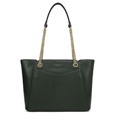 Medium Franzy Leather Shoulder Bag - Petrol Green