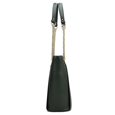 Medium Franzy Leather Shoulder Bag - Petrol Green