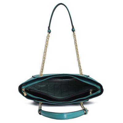 Medium Franzy Leather Shoulder Bag - Teal