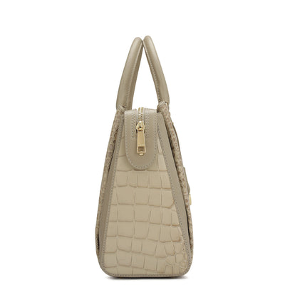 Medium Croco Leather Satchel - Frost