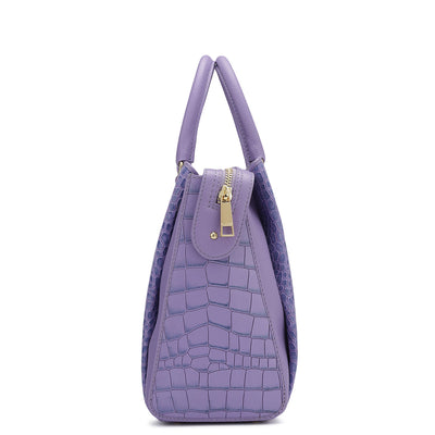 Medium Croco Leather Satchel - Purple Haze