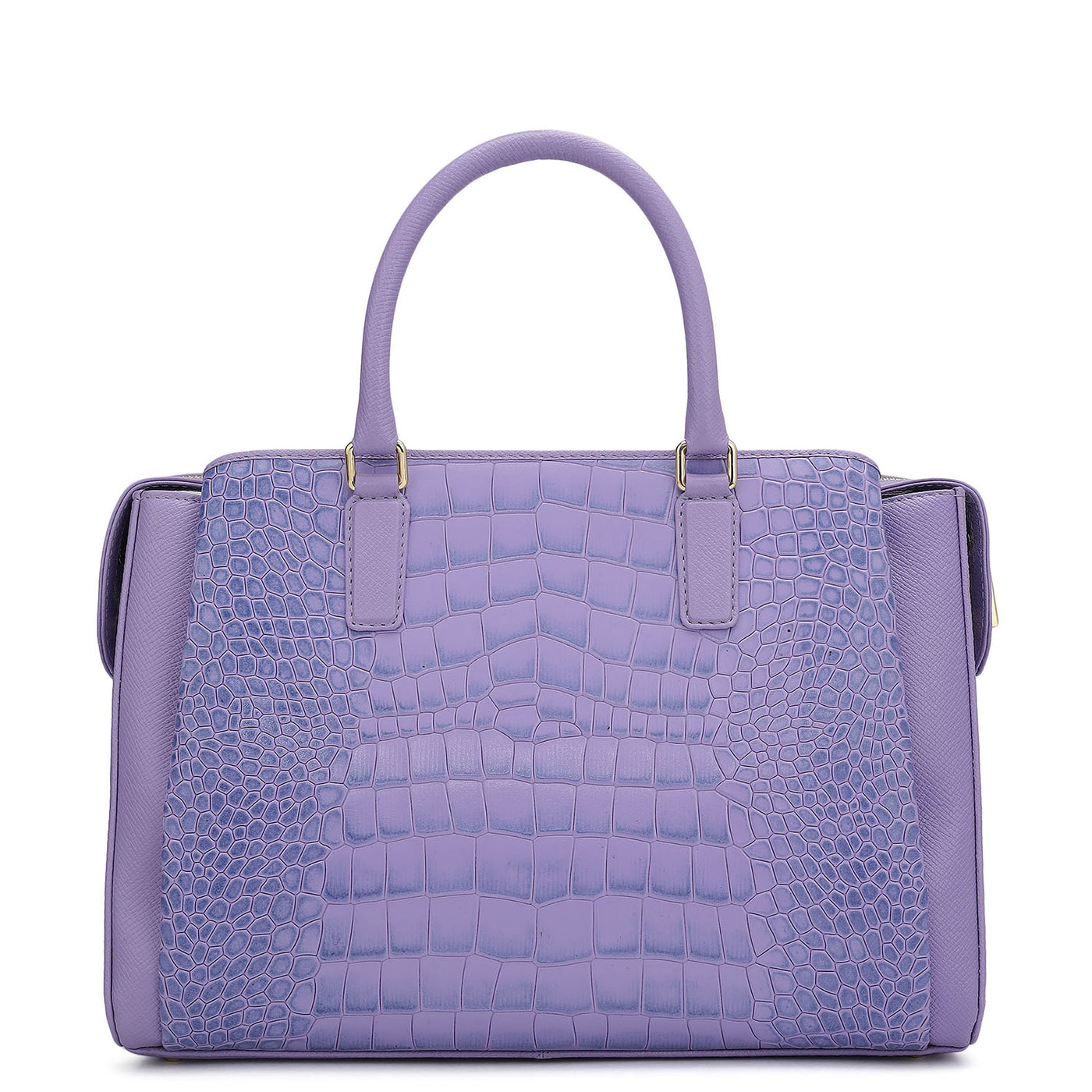 Medium Croco Leather Satchel - Purple Haze