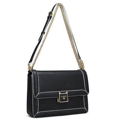 Small Franzy Leather Shoulder Bag - Black