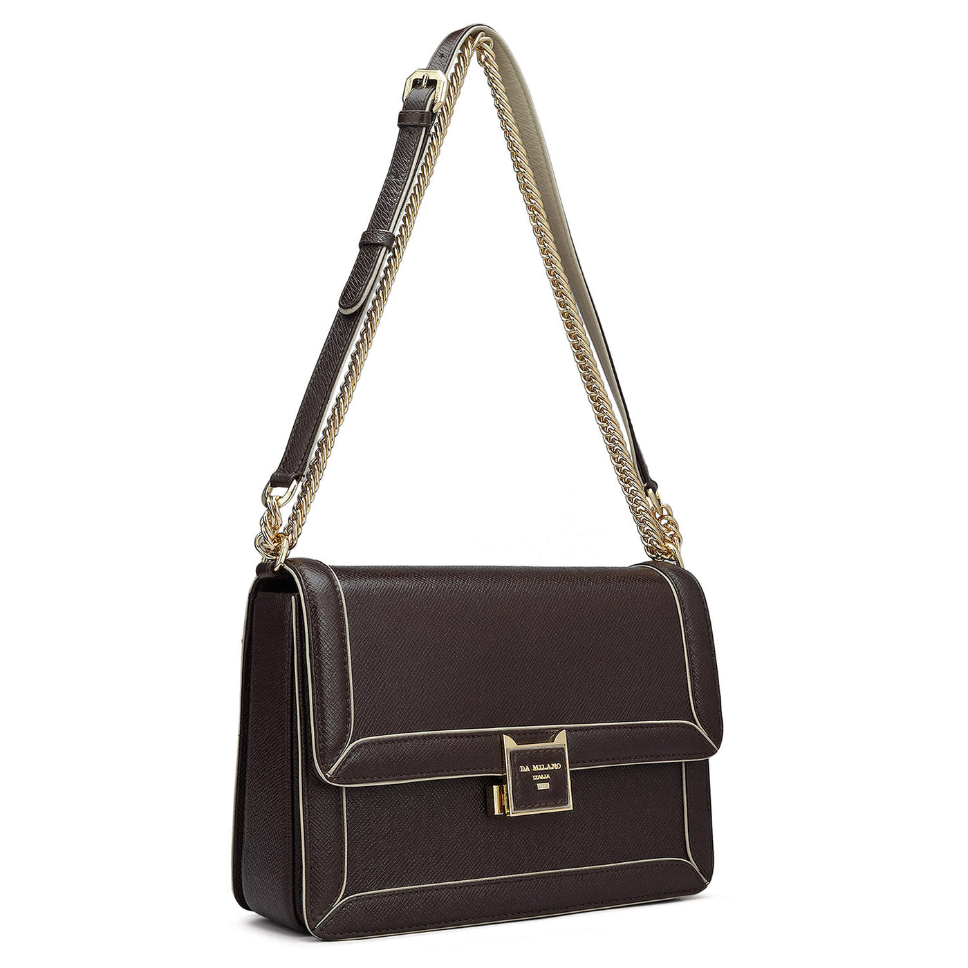 Small Franzy Leather Shoulder Bag - Chocolate