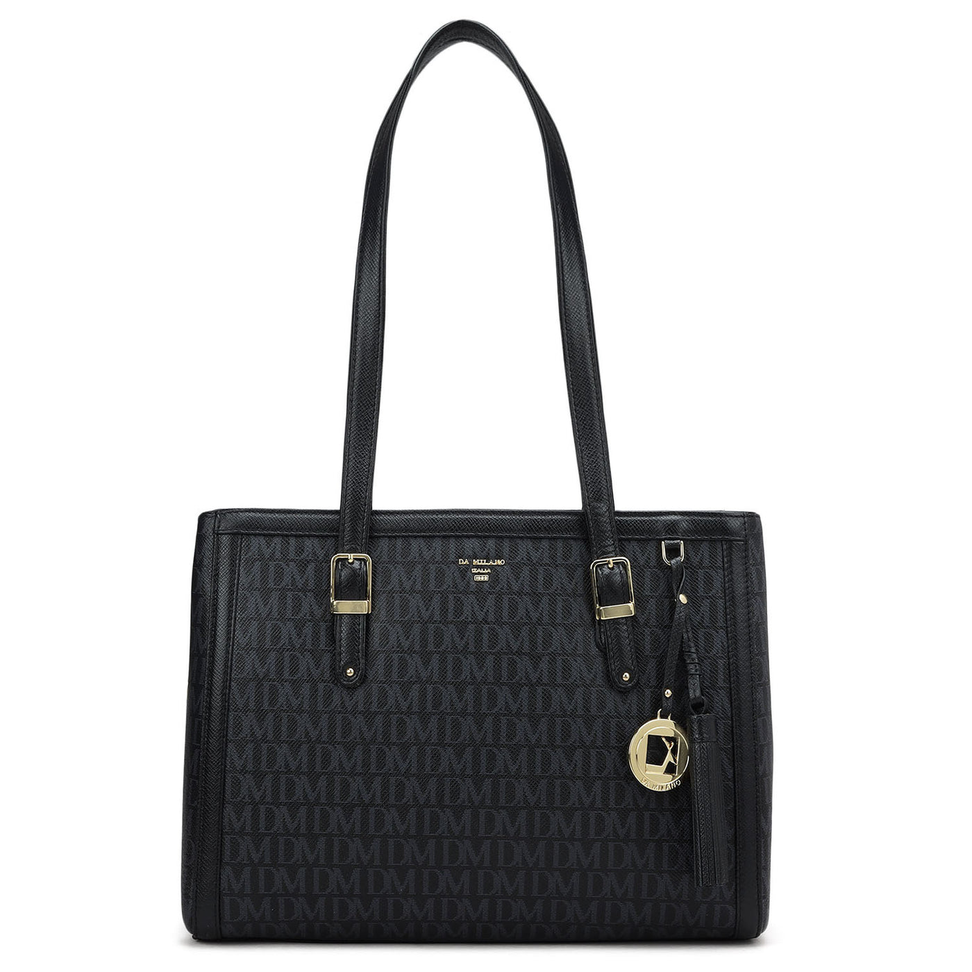 Medium Monogram Leather Shoulder Bag - Black