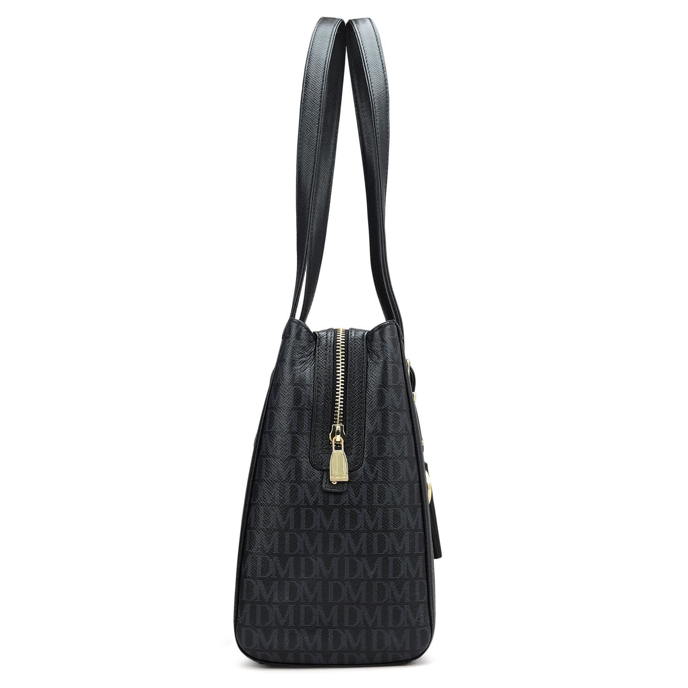 Medium Monogram Leather Shoulder Bag - Black