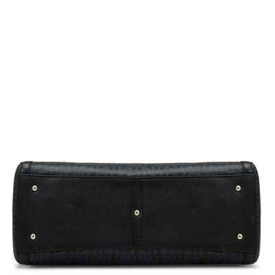 Medium Monogram Leather Shoulder Bag - Black