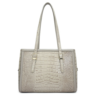 Medium Croco Leather Shoulder Bag - Frost