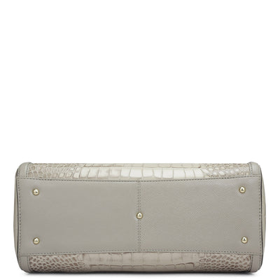 Medium Croco Leather Shoulder Bag - Frost