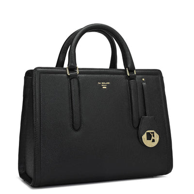 Medium Franzy Leather Satchel - Black