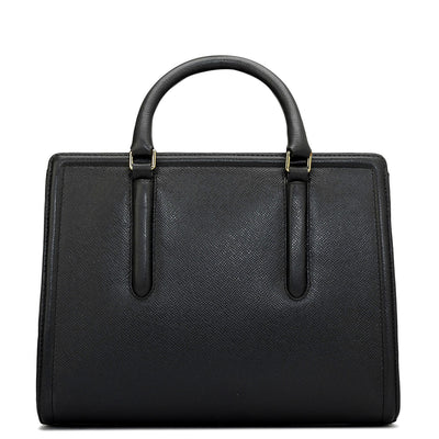 Medium Franzy Leather Satchel - Black