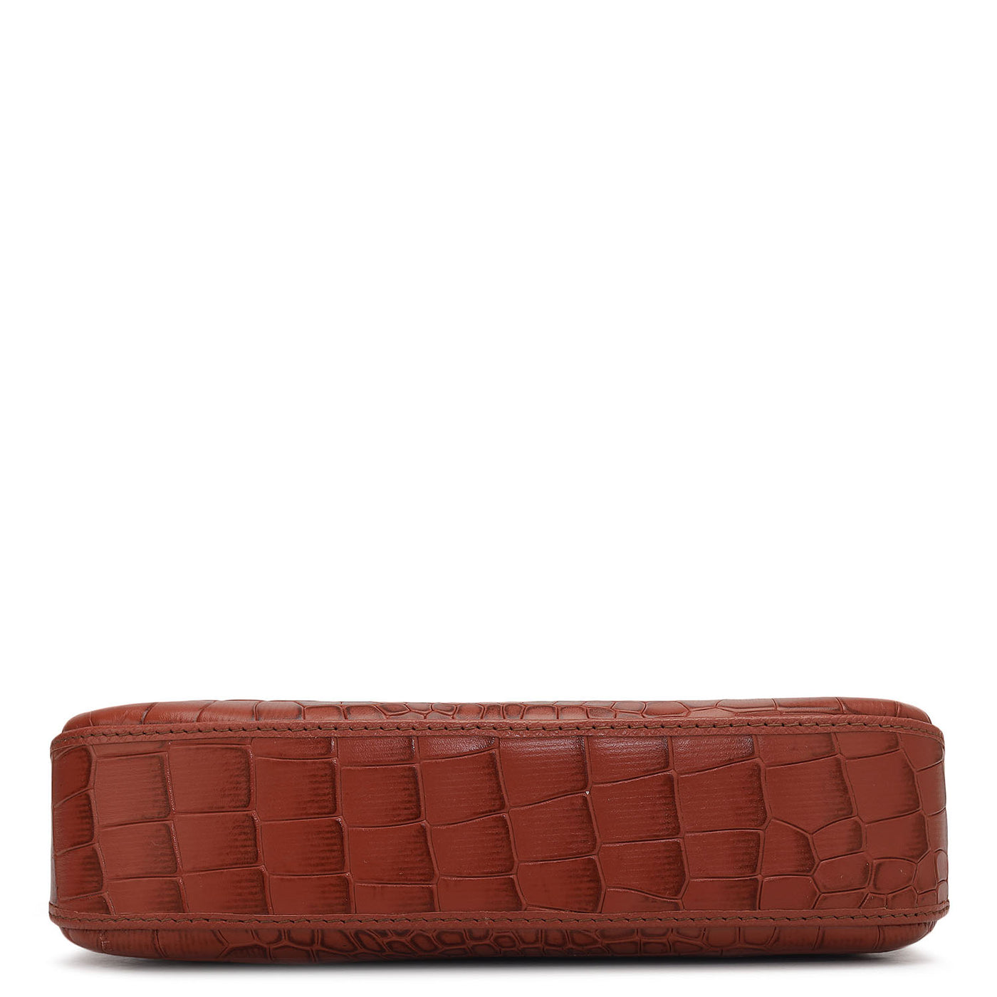 Small Croco Leather Baguette - Brick