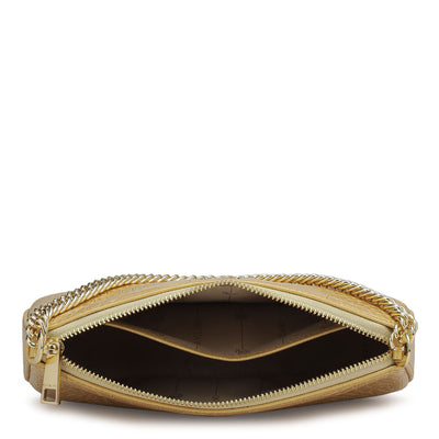 Small Croco Leather Baguette - Gold