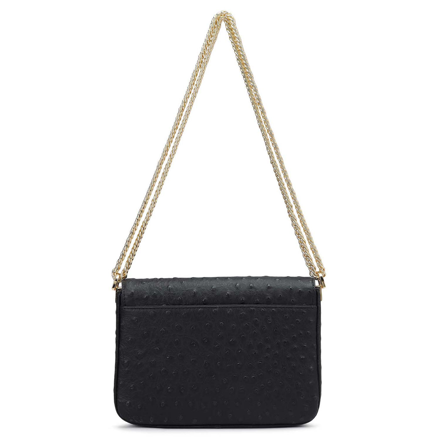 Small Ostrich Leather Shoulder Bag - Black