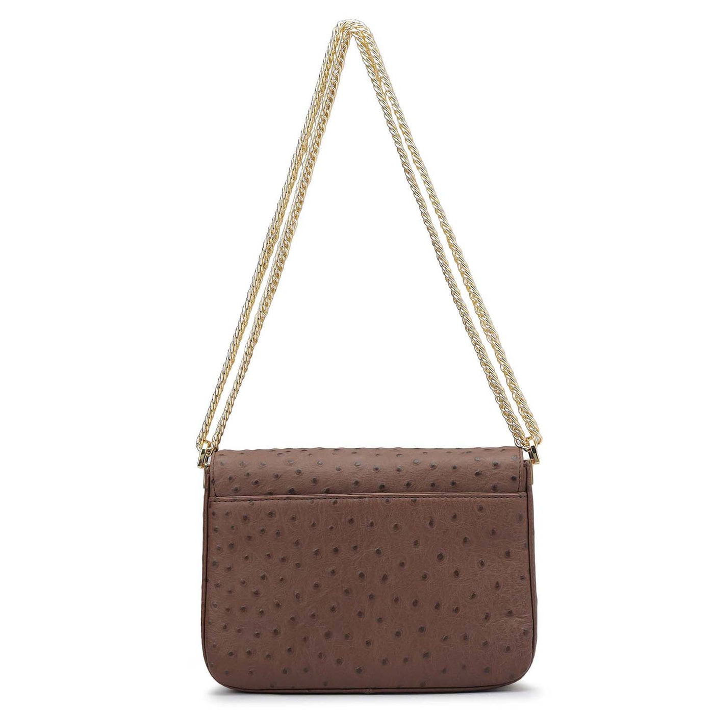 Small Ostrich Leather Shoulder Bag - Brown