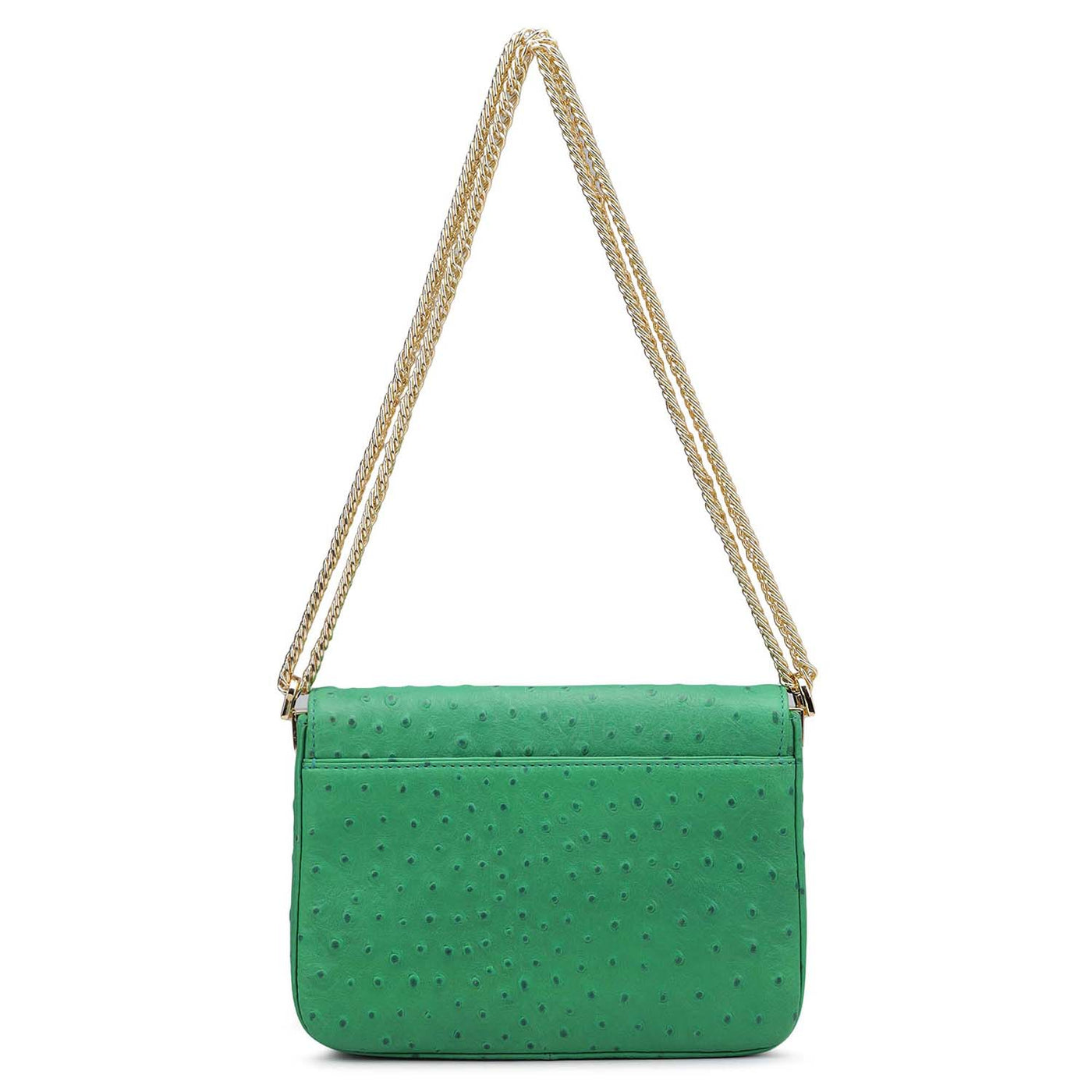 Small Ostrich Leather Shoulder Bag - Green