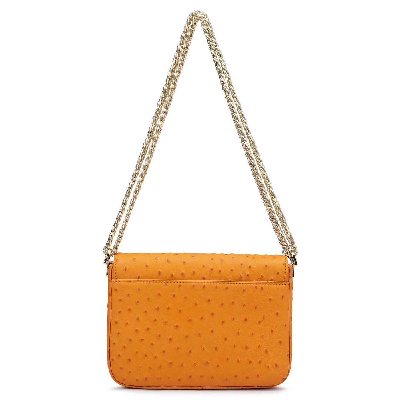 Small Ostrich Leather Shoulder Bag - Orange