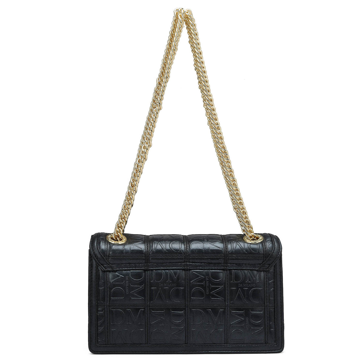 Small Monogram Leather Shoulder Bag - Black