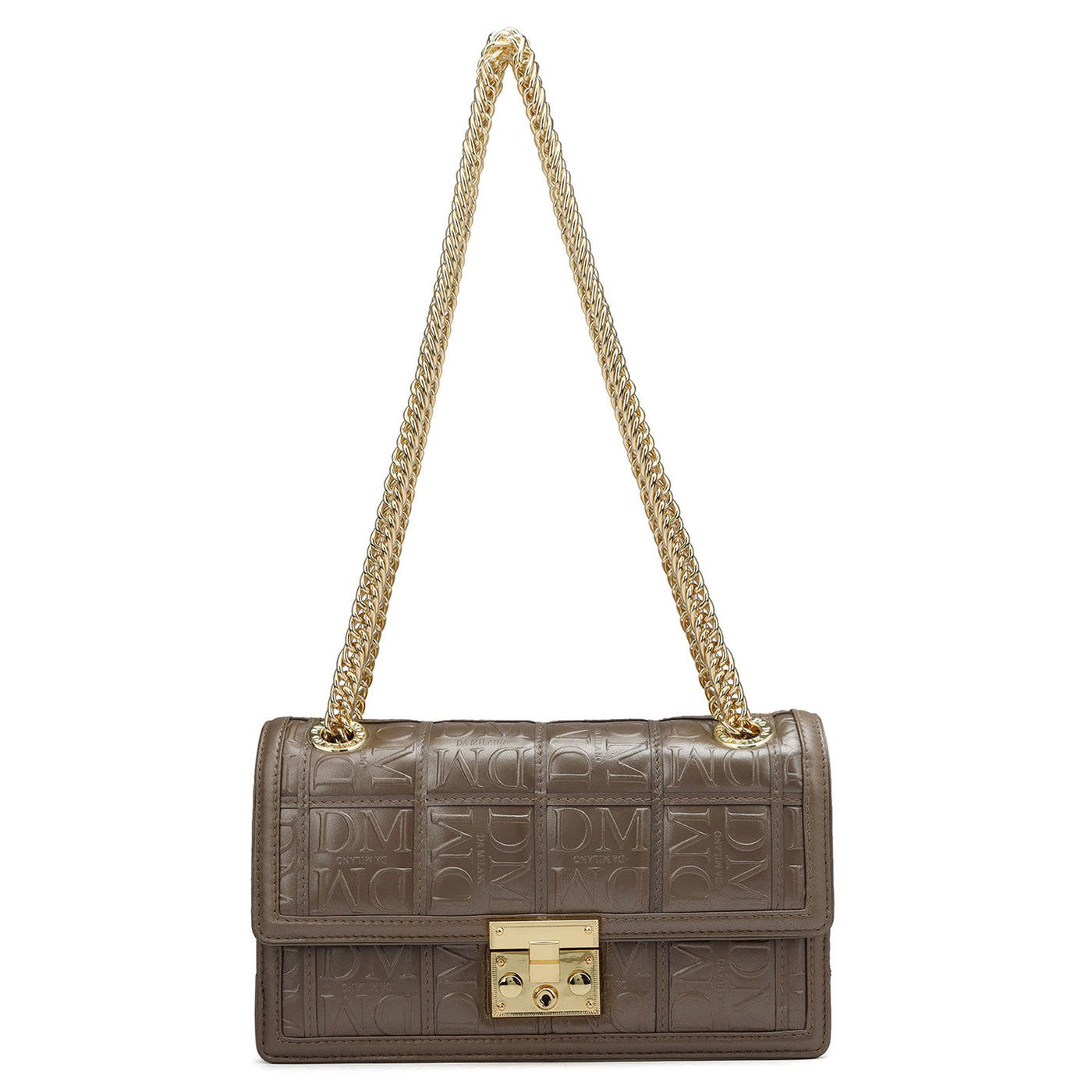 Small Monogram Leather Shoulder Bag - Bronze