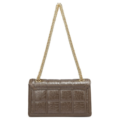 Small Monogram Leather Shoulder Bag - Bronze