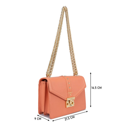 Small Franzy Leather Shoulder Bag - Salmon