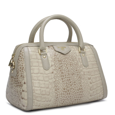 Medium Croco Leather Satchel - Frost