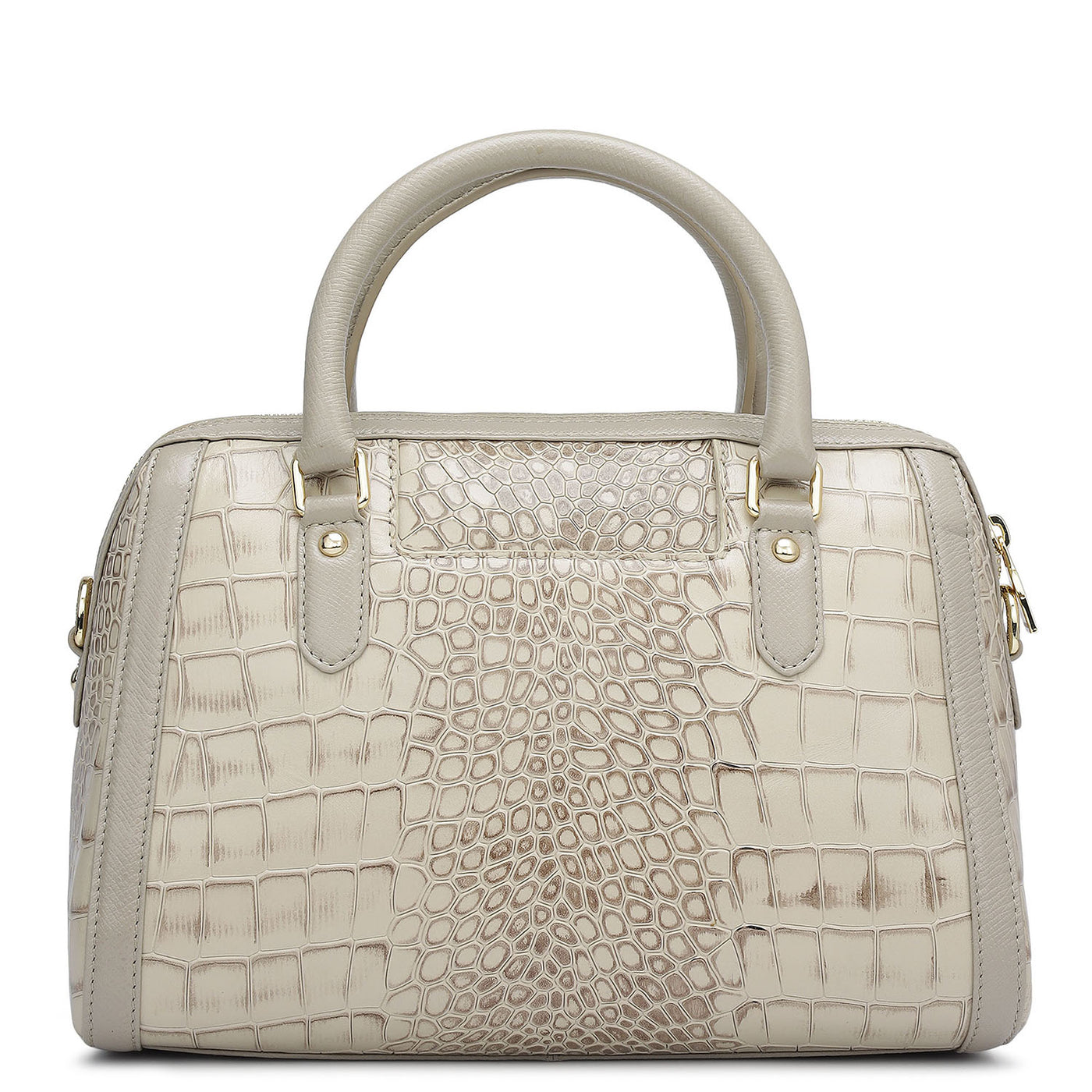 Medium Croco Leather Satchel - Frost