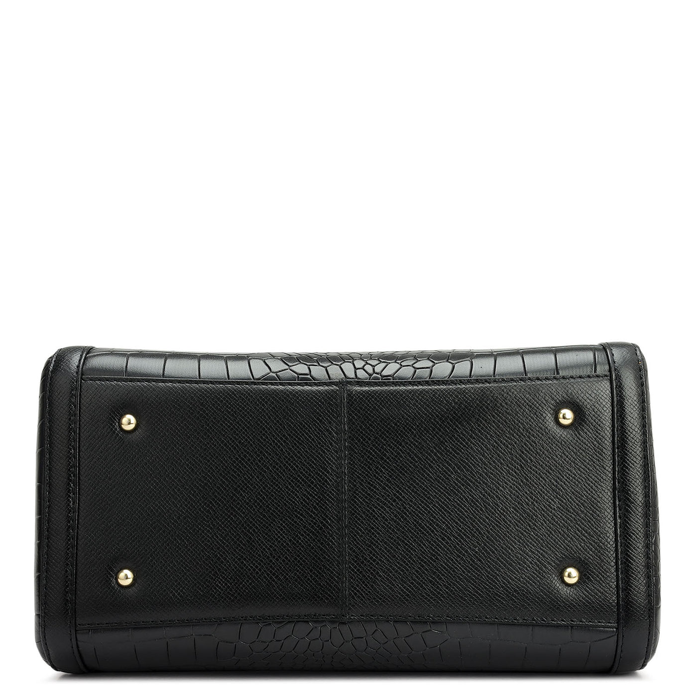 Small Croco Leather Satchel - Black