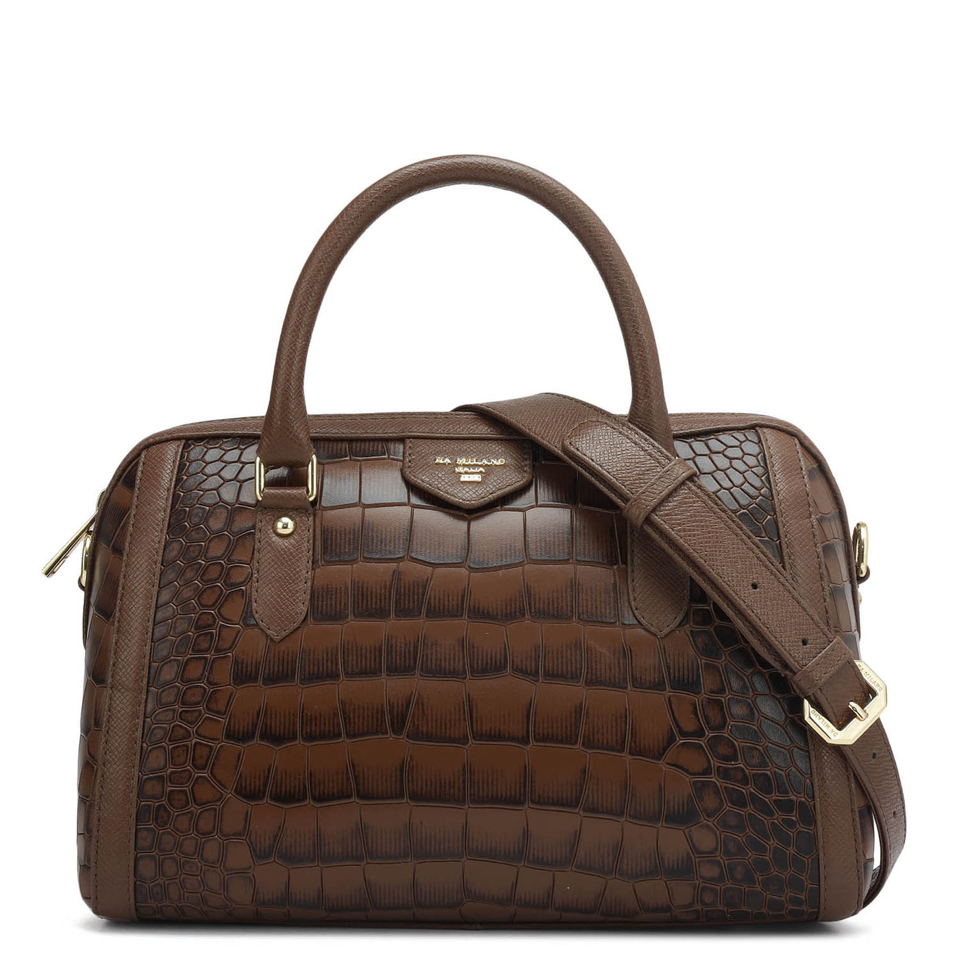 Small Croco Leather Satchel - Date