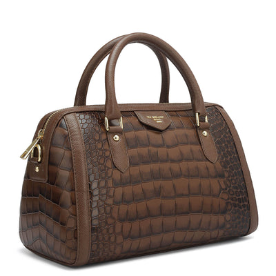 Small Croco Leather Satchel - Date