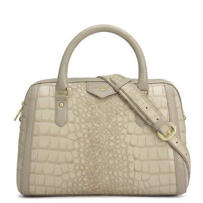 Small Croco Leather Satchel - Frost