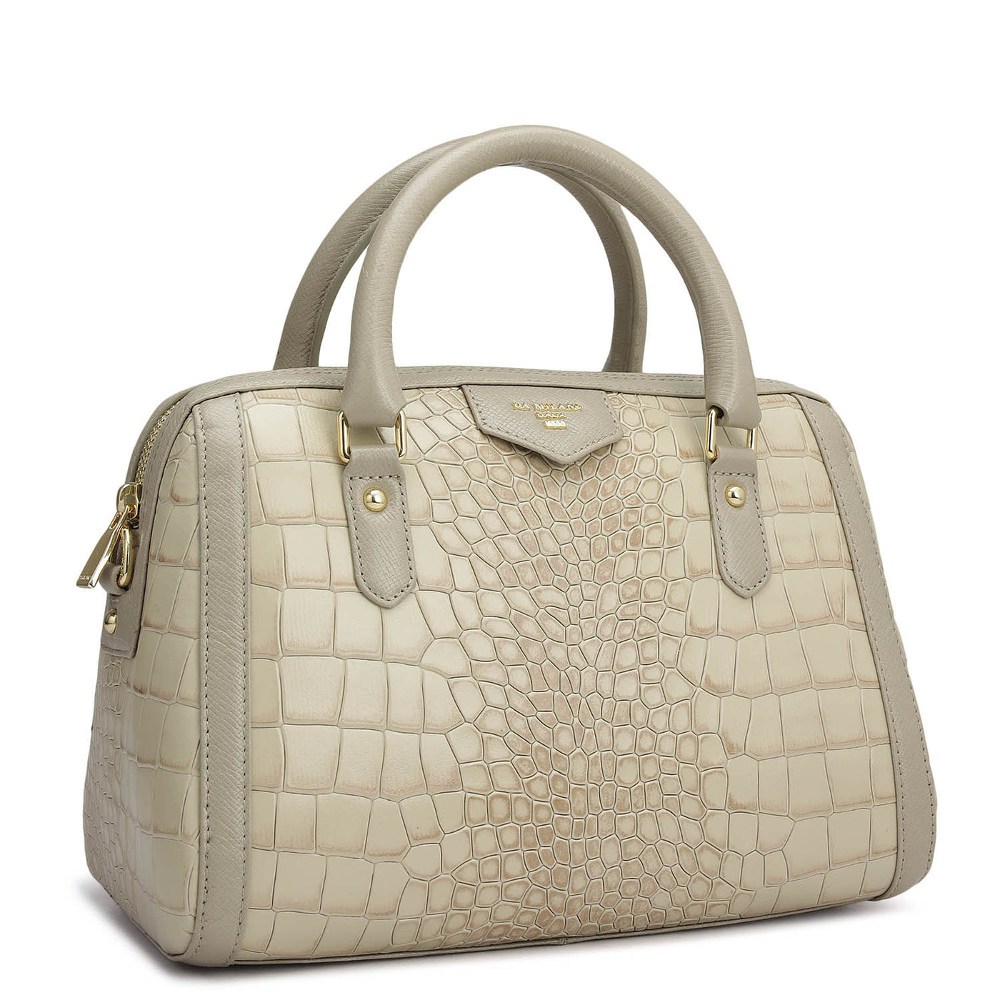 Small Croco Leather Satchel - Frost