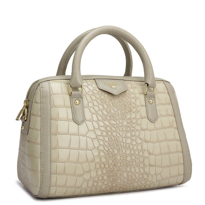 Small Croco Leather Satchel - Frost