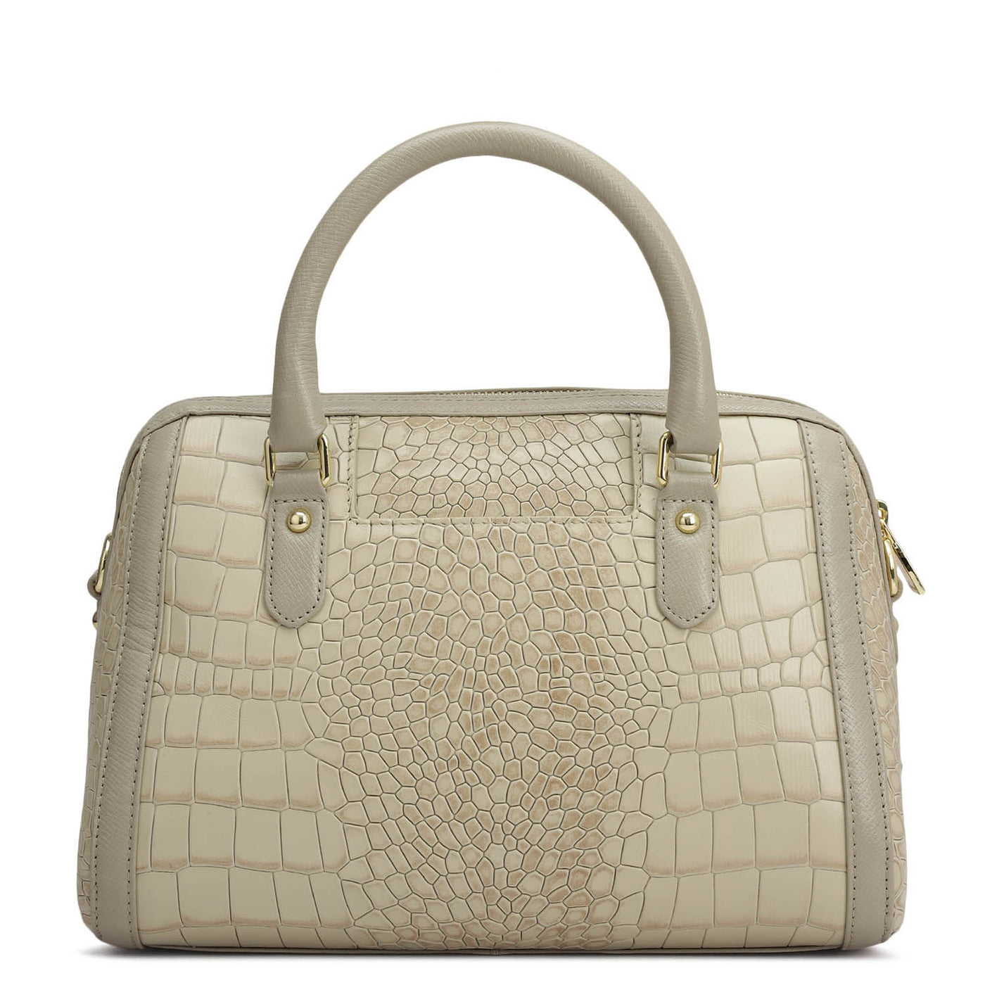 Small Croco Leather Satchel - Frost