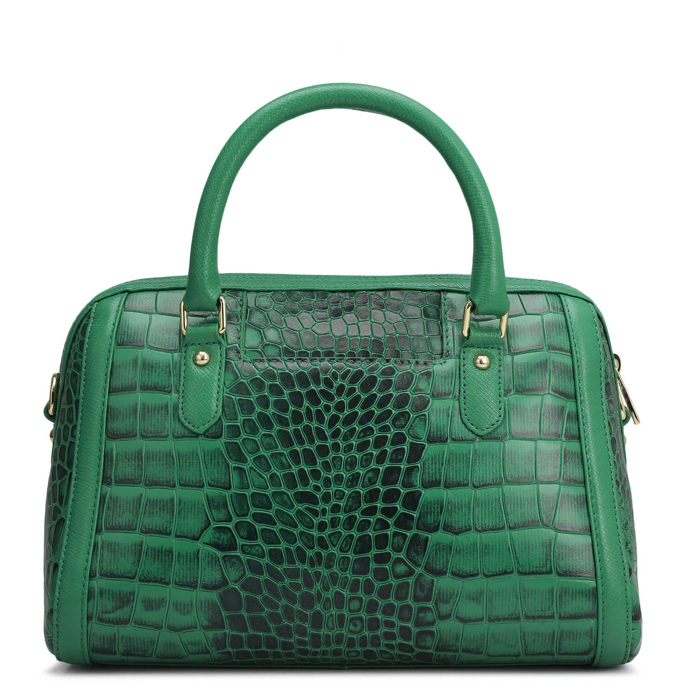 Small Croco Leather Satchel - Sea Weed