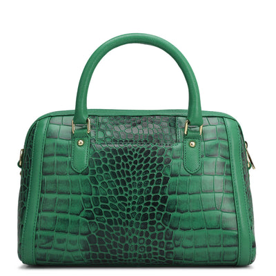 Small Croco Leather Satchel - Sea Weed