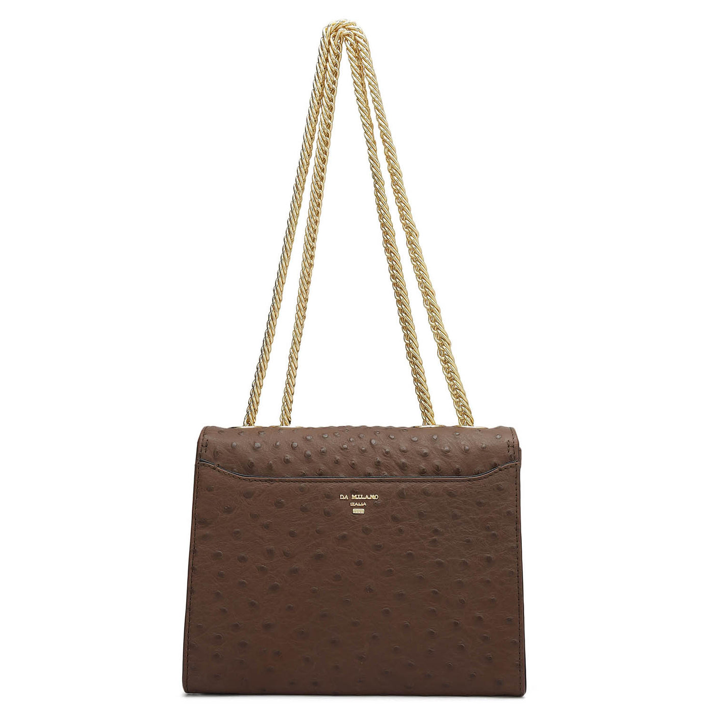 Small Ostrich Leather Shoulder Bag - Brown