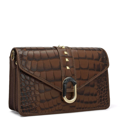 Small Croco Leather Shoulder Bag - Date