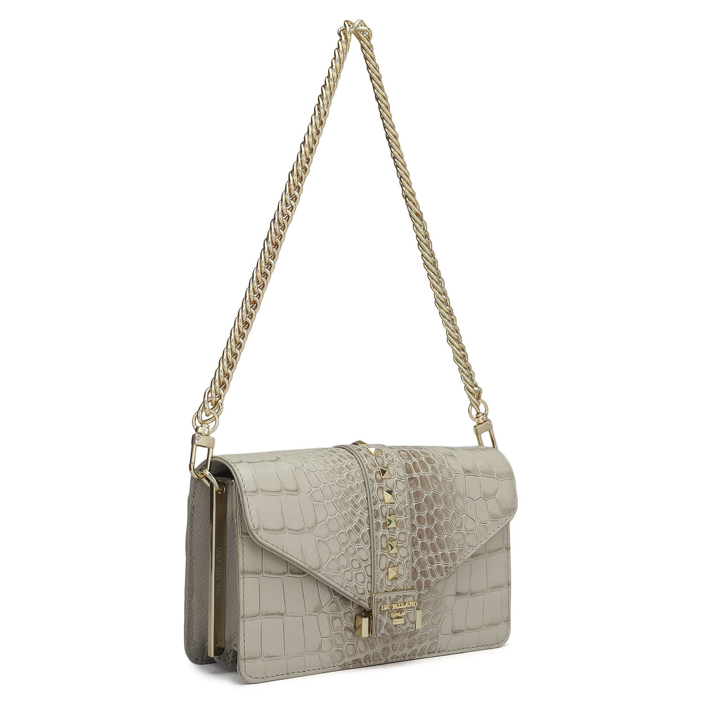 Small Croco Leather Shoulder Bag - Frost