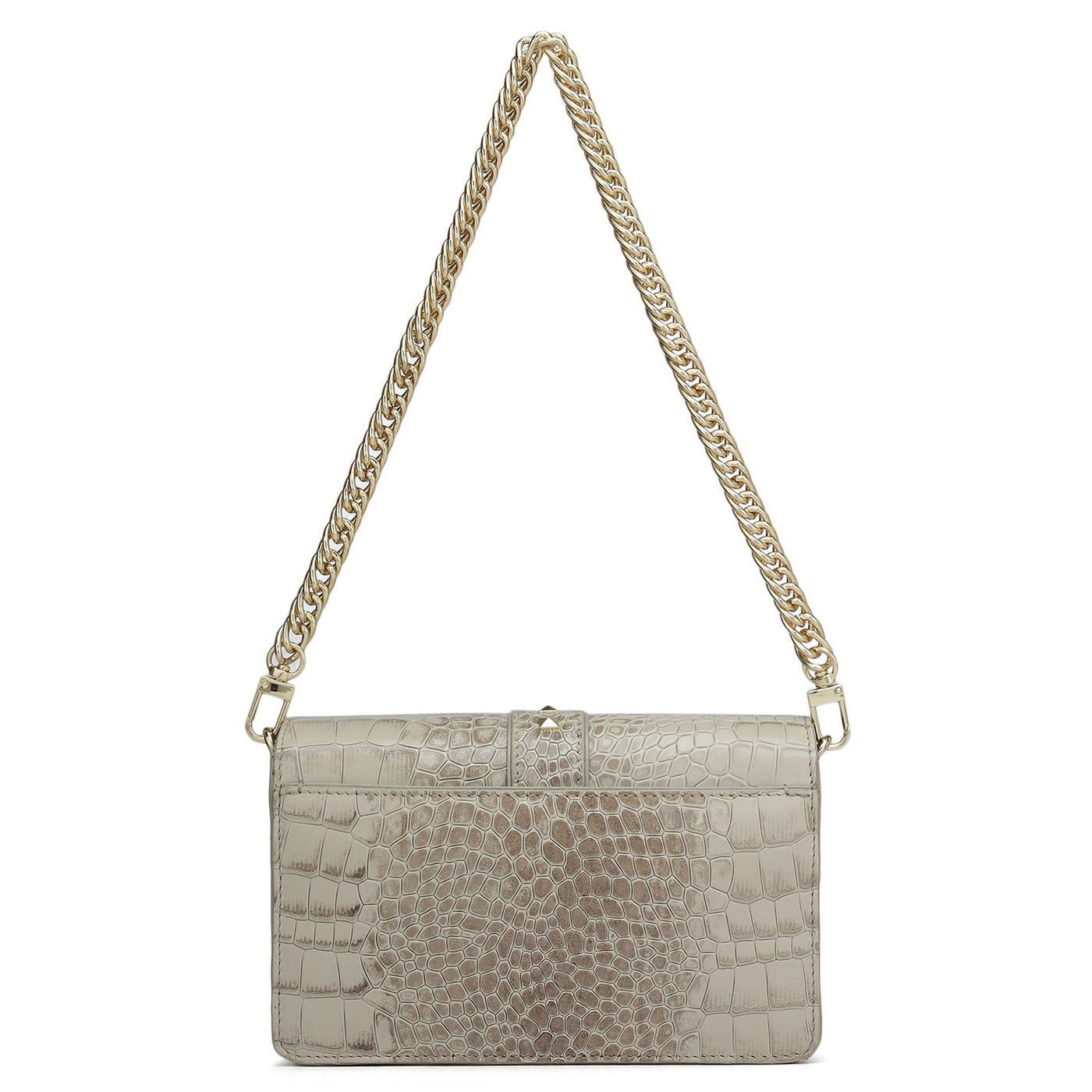 Small Croco Leather Shoulder Bag - Frost