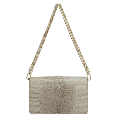 Small Croco Leather Shoulder Bag - Frost