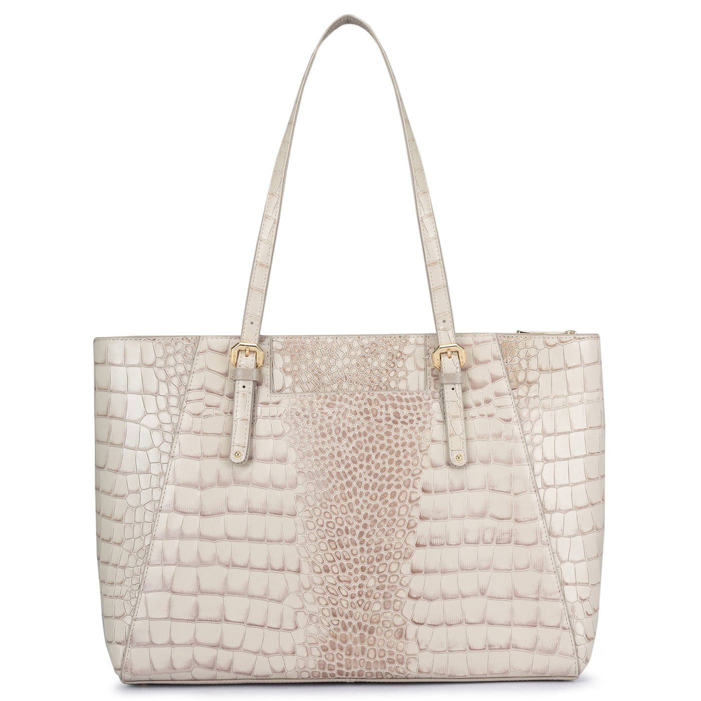 Large Croco Leather Tote - Frost