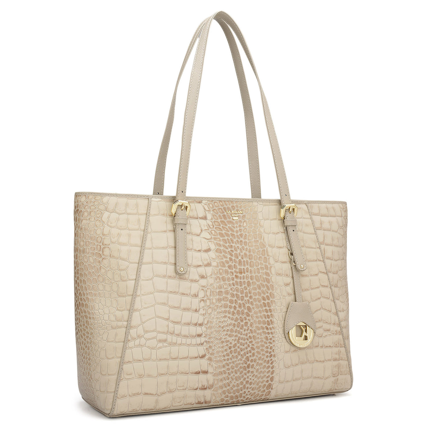 Large Croco Leather Tote - Frost