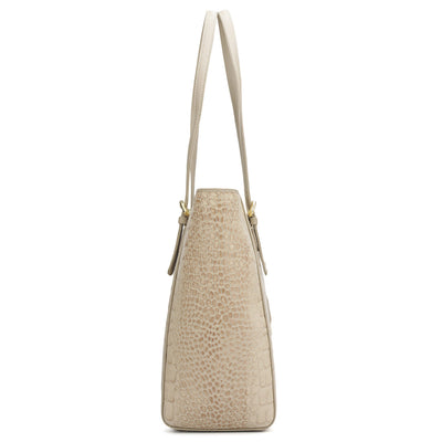 Large Croco Leather Tote - Frost