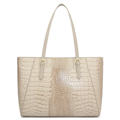 Large Croco Leather Tote - Frost