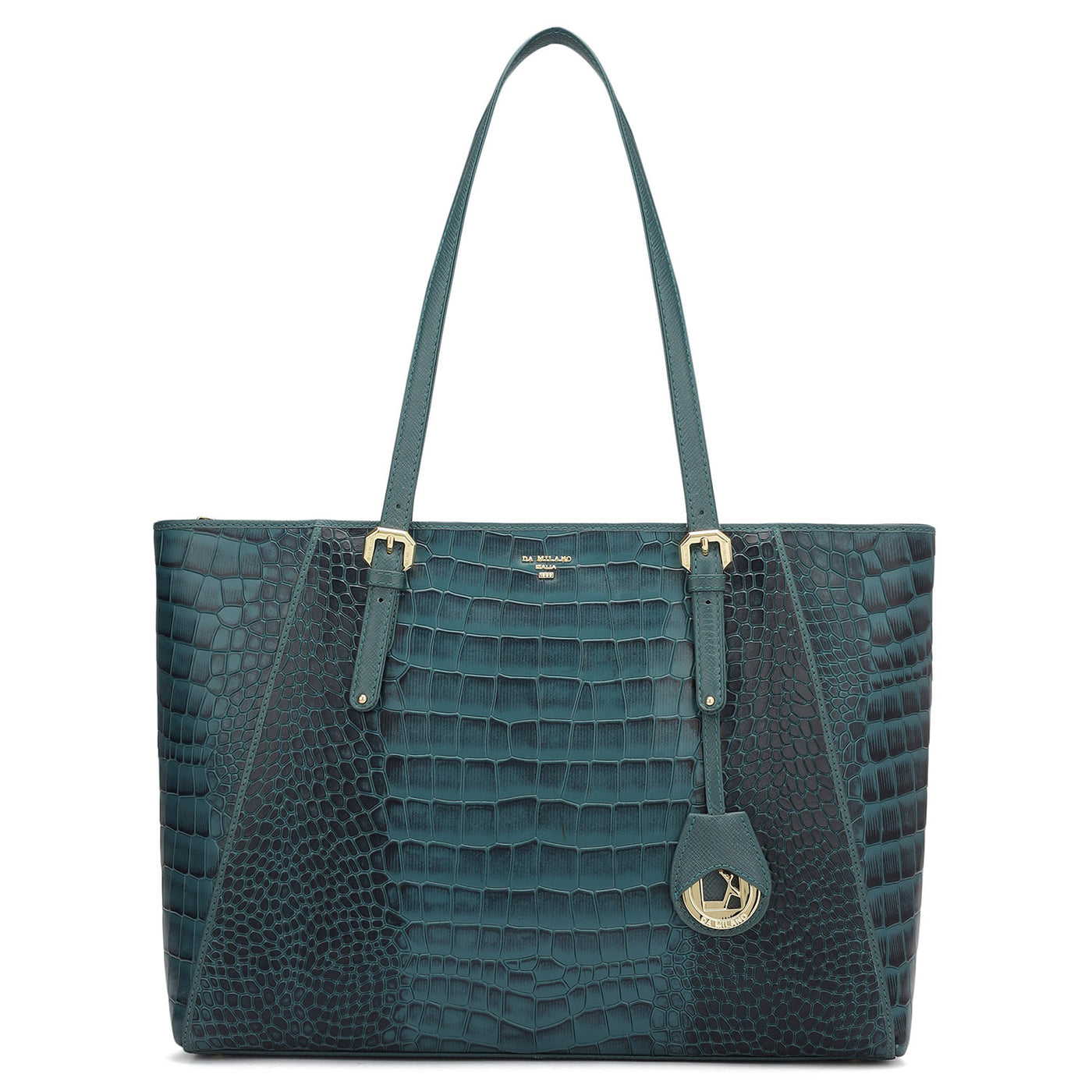 Large Croco Leather Tote - Octane