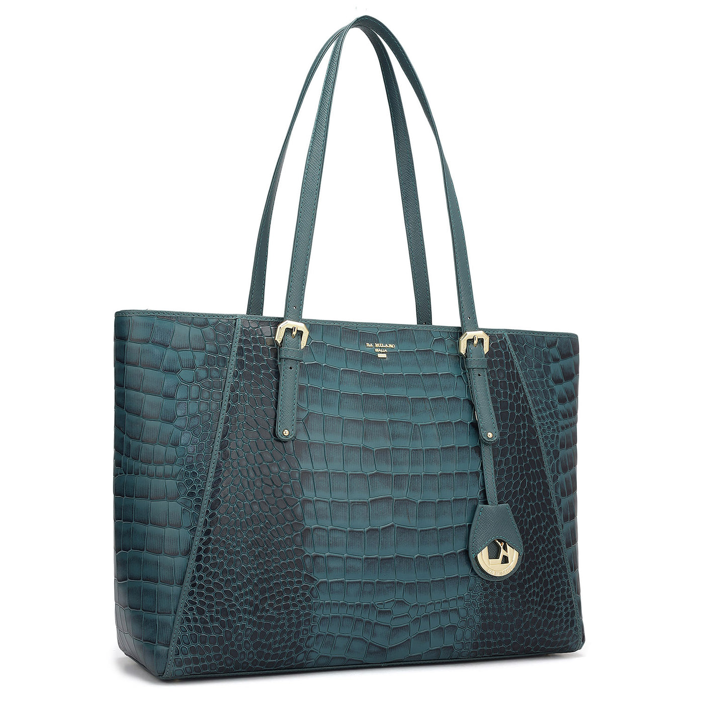 Large Croco Leather Tote - Octane