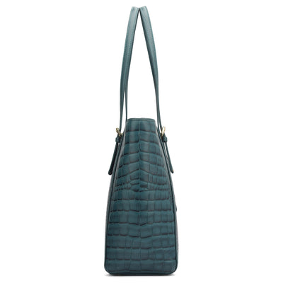 Large Croco Leather Tote - Octane